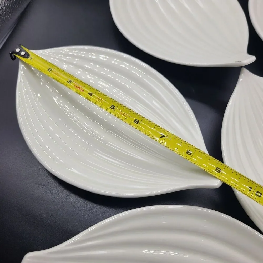 Set (5) Vintage MCM USA Serving Plates Dishes Ceramic Onion Ribbed Bowls